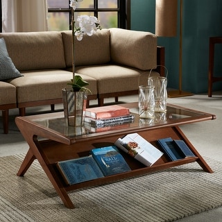 Naglestad Pecan Coffee Table With Tempered Glass