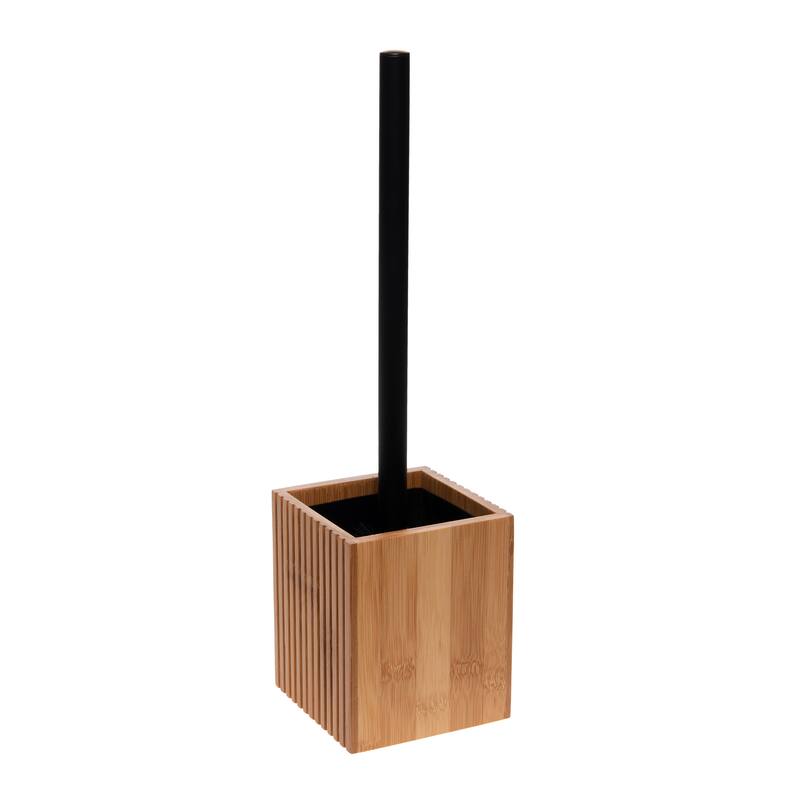 Bath Bliss Small Square Oslo Bamboo Toilet Bowl Brush - 3.94 x 3.94 x 14.37