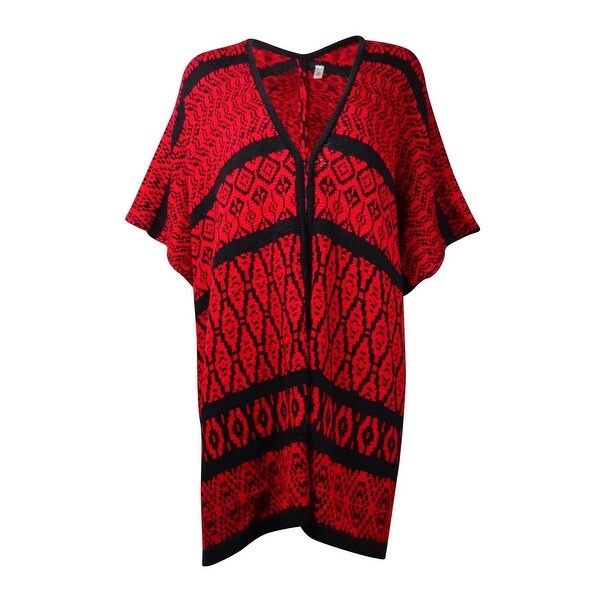 NY Collection Women's Intarsia Knit Poncho Cardigan. Opens flyout.