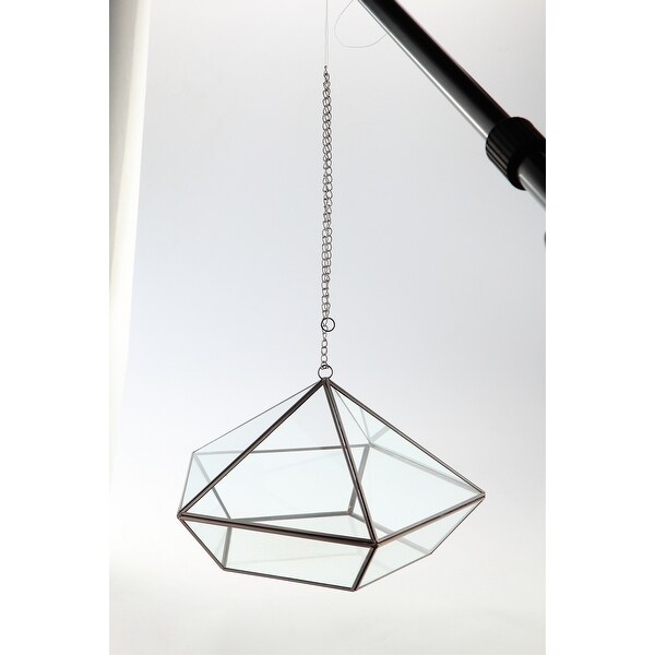 13.5" Clear and Black Terrarium Hanging Glass Planter - N/A