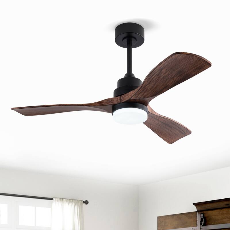 42 Inch Ceiling Fans with Lights and Remote, Ceiling Fan with Light 3 Blades Modern Ceiling Fan Noiseless Reversible DC Motor - Black