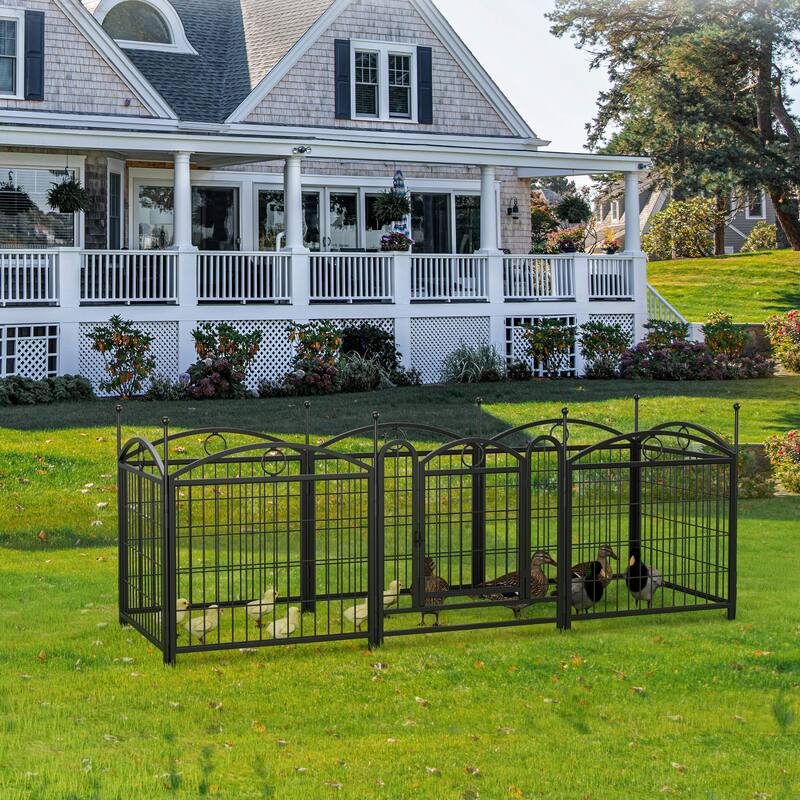 24" Dog Pen 8 Panel Dog Playpen Indoor Outdoor Metal Puppy Pet Fence Portable Folding Animal Exercise Fence