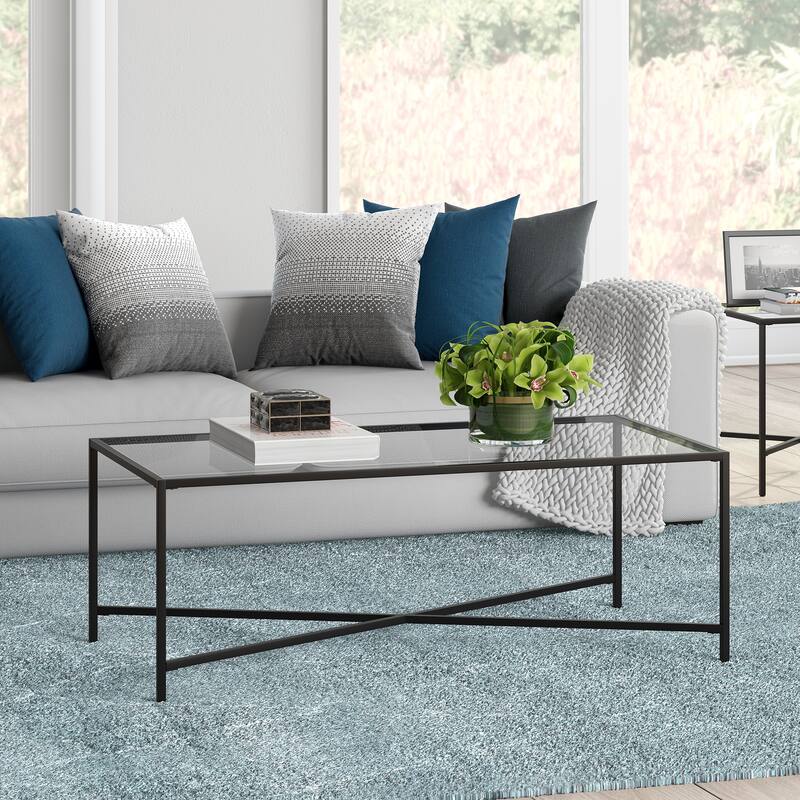 Henley 48'' Wide Rectangular Coffee Table with Glass Top