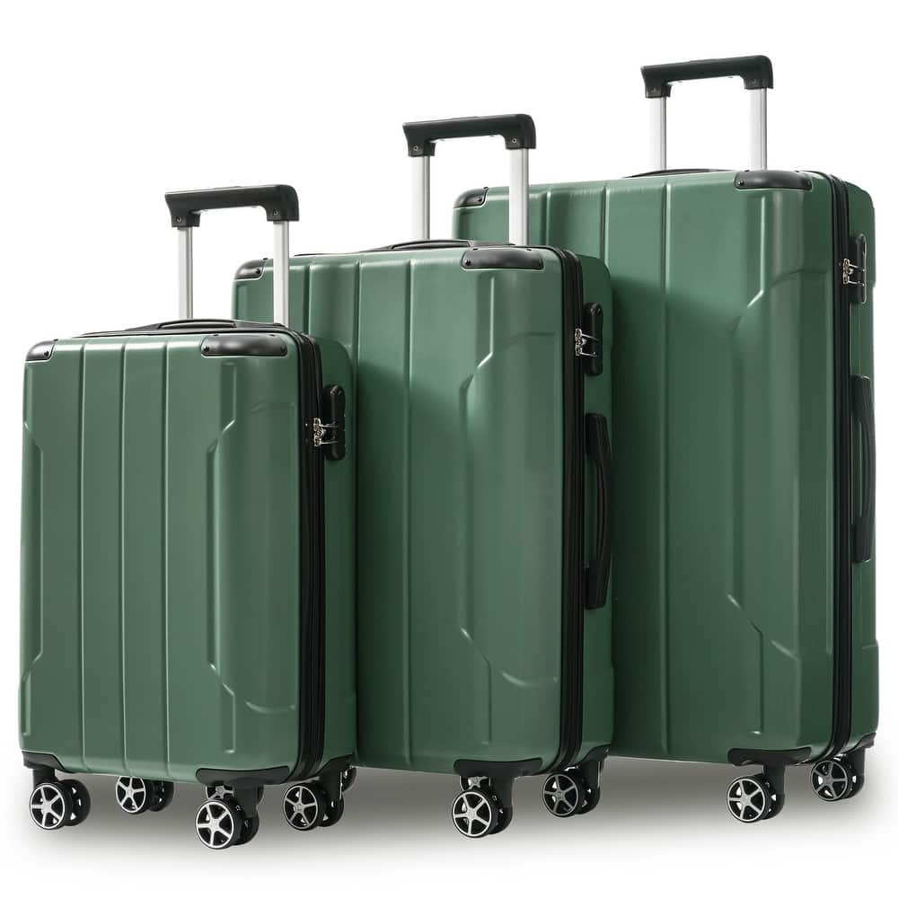3 Piece Hardside Carry on Suitcase Sets with Spinner Wheels and Telescopic Handle, Portable Lightweight ABS Luggages for Travel