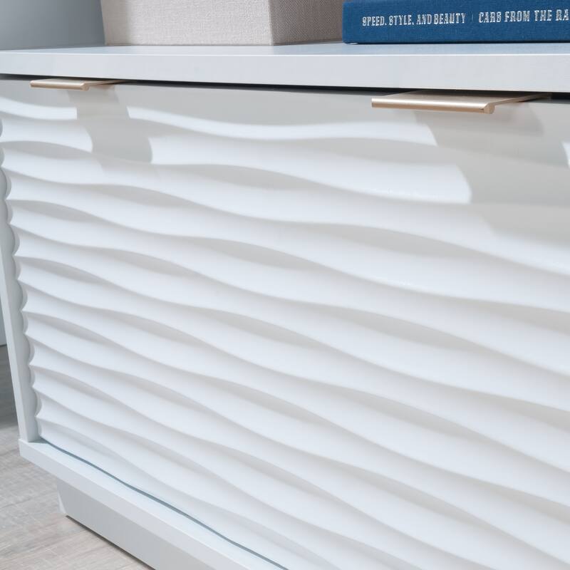 Engineered Wood Coastal Bookcase With Lower Drawer, White - 30.04"W x 18.5"D x 48.35"H