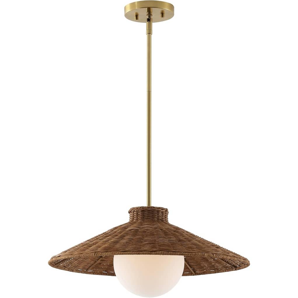 Rustic pendant light natural/brass chandelier lamp rattan hanging light