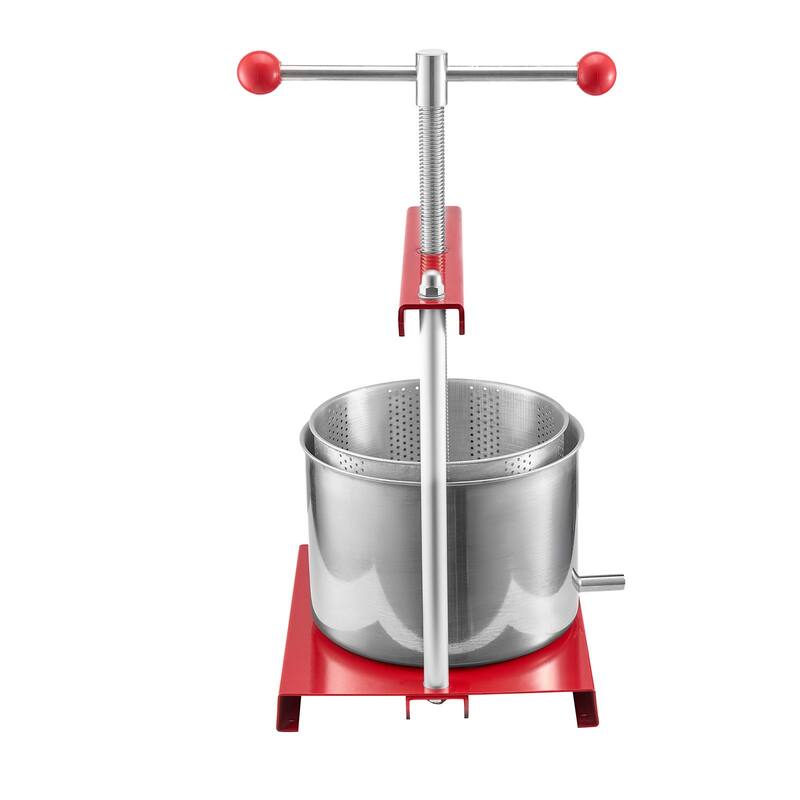 1.6 Gal Manual Fruit Press with Stainless Steel Plate Juicer for Wine Puree or Olive Oil - 300x242x435 mm