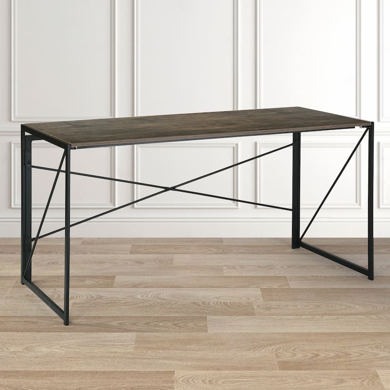 Homylin Folding Writing Desk with Metal Frame, Space-Saving Computer Table, No Assembly Required - 55.1"