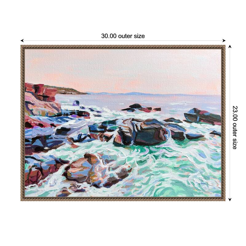 Thunder Hole by Pauline Wegman Framed Canvas Wall Art Print - Plastic - 30 x 23 in - Gold