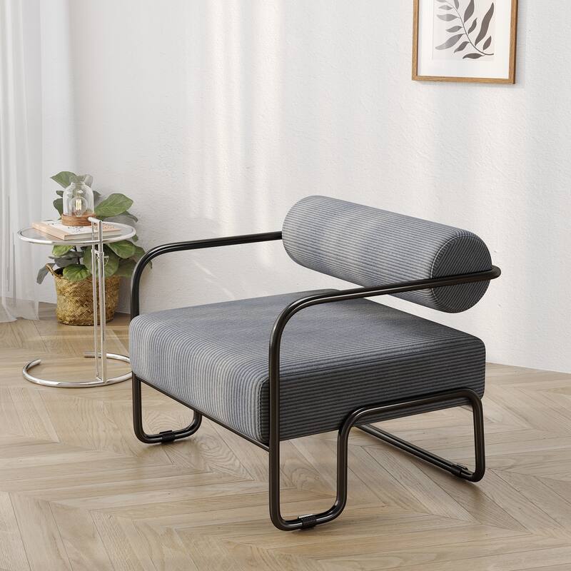 Living Room Iron Accent Chair,Corduroy Upholstered Arm Chair