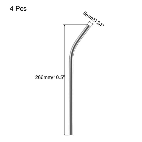 dimension image slide 1 of 10, Reusable Metal Straws 4Pcs, Stainless Steel Bent Drinking Straw 10.5"