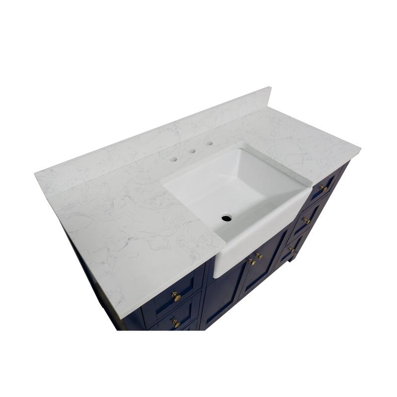 KitchenBathCollection Yorkshire 48" Farmhouse Bathroom Vanity with Engineered Marble Top