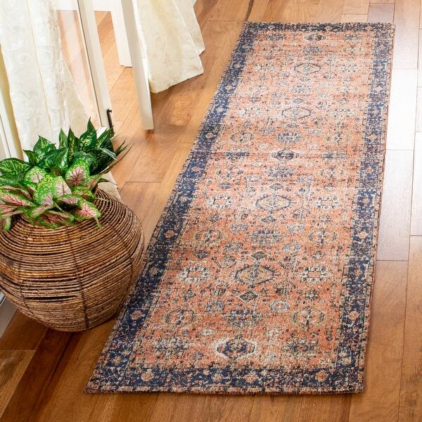 Shop Safavieh Classic Vintage Boho Ilo Oriental Cotton Rug Overstock 18755905 2 3 X 8 Runner Rust Navy