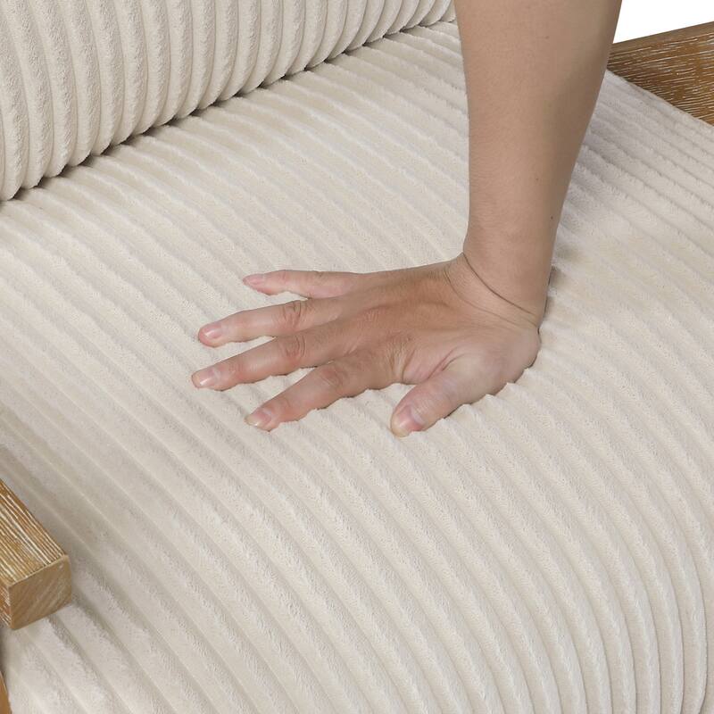 Bennett 27" Corduroy Accent Chair with Wood Frame & Matching Pillow