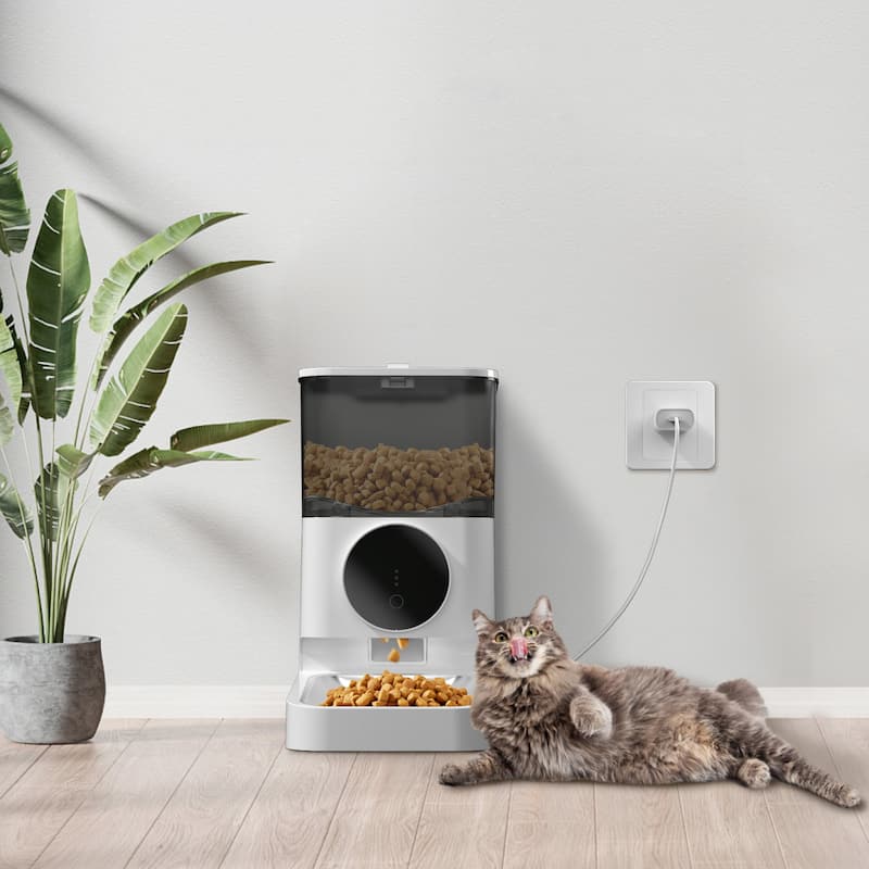 Erommy 4L Automatic Cat Feeder with APP Control and Stainless Steel Bowl for Cats and Small Dogs - N/A