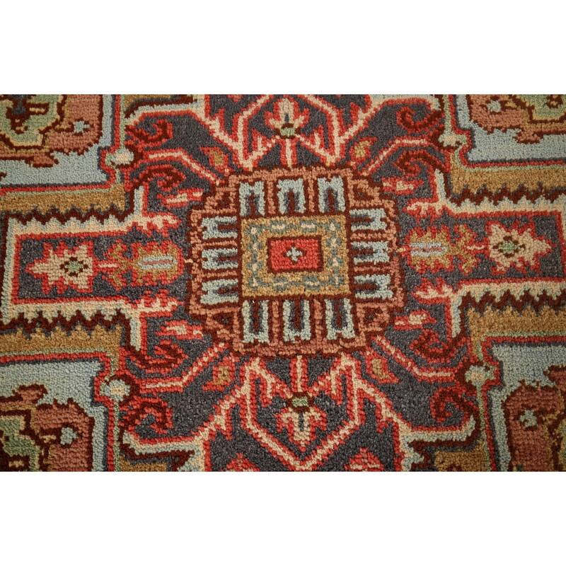 Light Blue Heriz Serapi Area Rug Handmade Wool Carpet - 7'9"x 9'11"