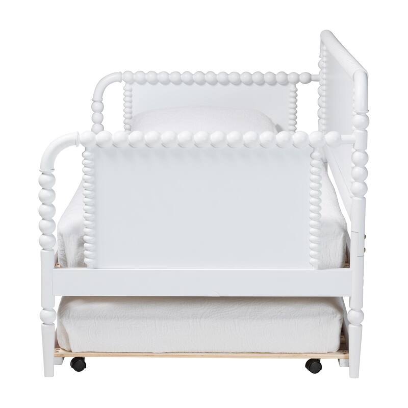 Lucera Bobbin Daybed with Rolling Trundle - Wooden Bed Frame with Turned Spindle Detailing, Classic Style Sofa Bed