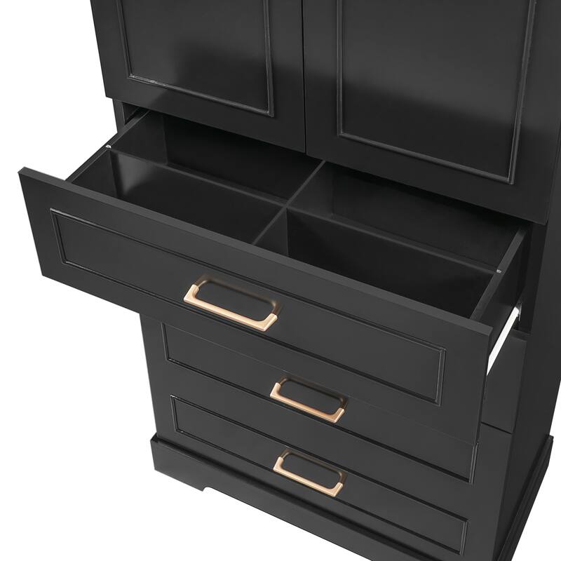 72.2"Tall Freestanding Bathroom Cabinet With 3 Drawers (Partitioned, Standard, Deep), Adjustable Shelf,Soft-Close Doors