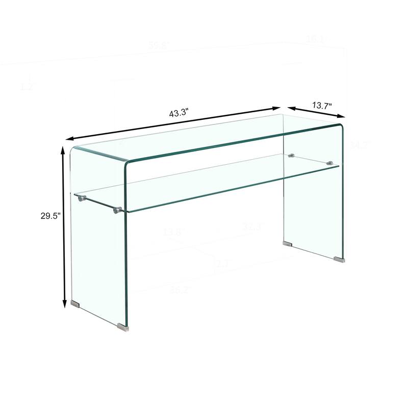 Versatile Transparent Tempered Glass Console Table