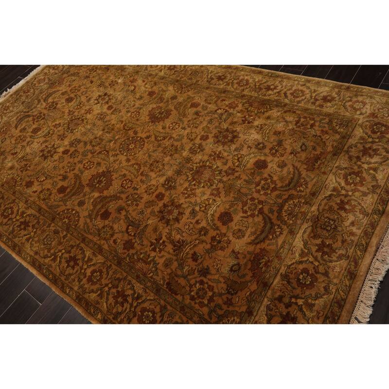 5'11''x9'8'' Hand Knotted New Zealand Wool Caramel Agra Plush Pile Botanical Wash Rug - 5' 11'' x 9' 8''