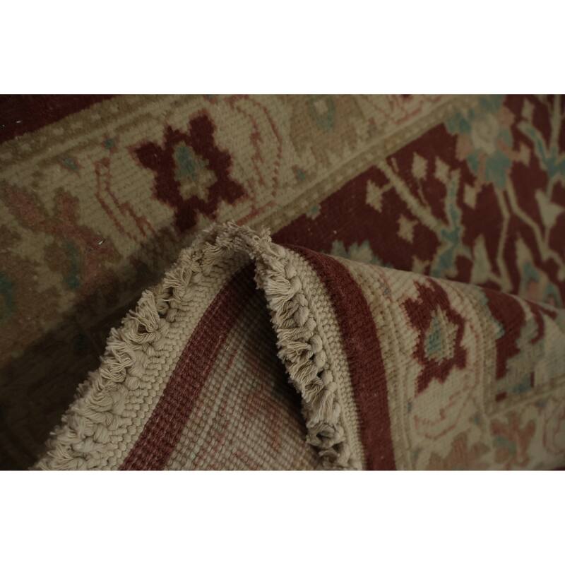 Hand Knotted Oriental 100% Wool Carpet Traditional All-Over Red Ziegler Area Rug - 3' 9'' X 2' 1''