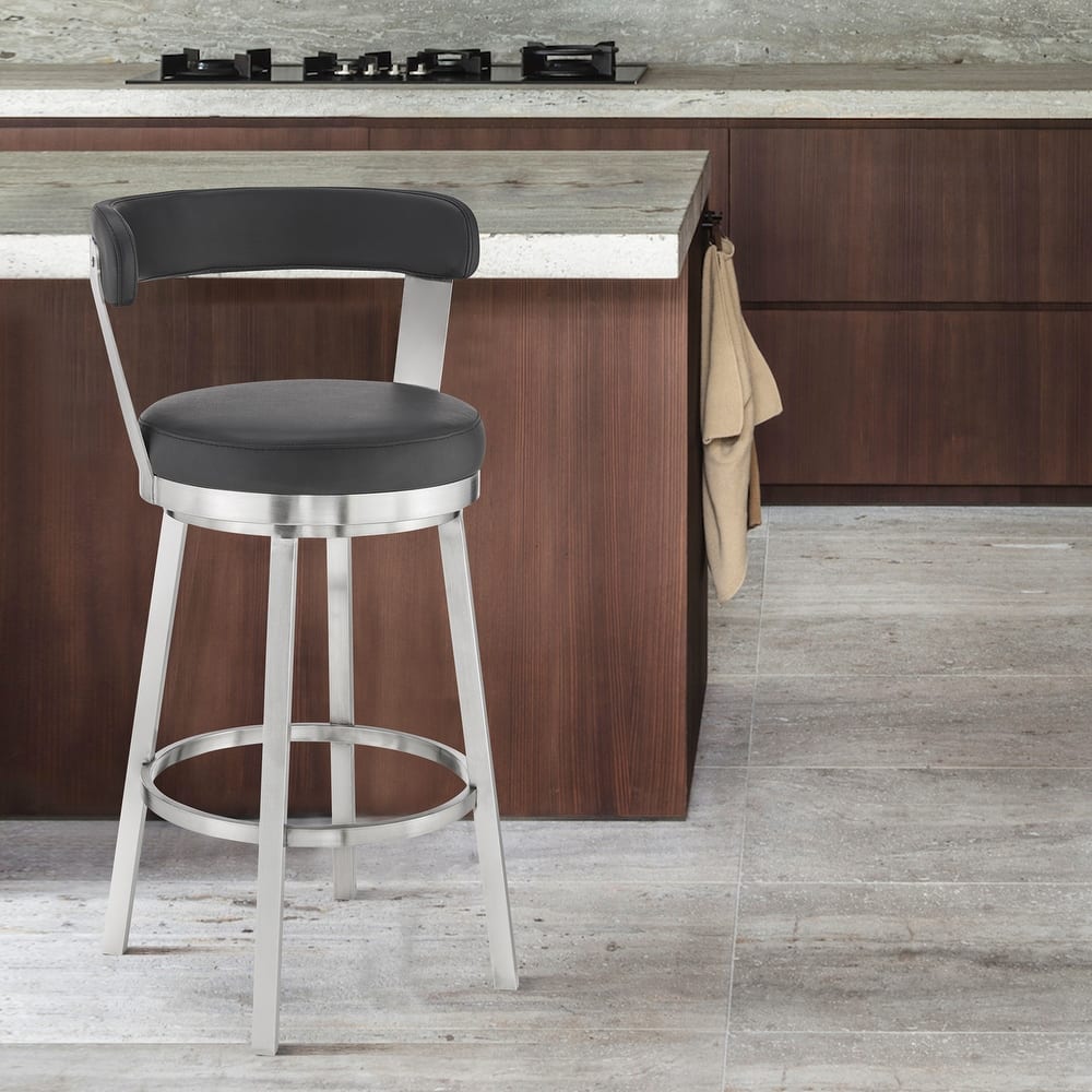 Bryant Counter or Bar Stool in Faux Leather and Metal