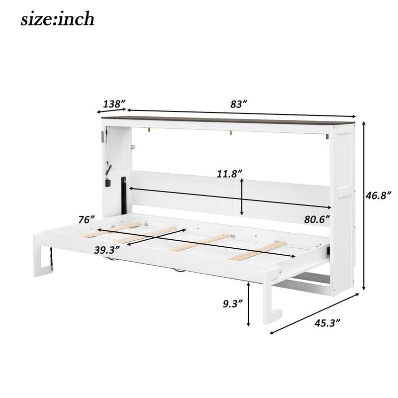 Twin Size Murphy Bed with LED Light, can be Folded into a Cabinet, Solid Wood Murphy Cabinet Bed,Space Saving Design