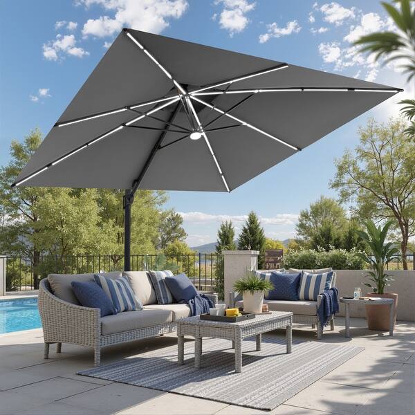 4 foot square patio umbrella Costway 5' Market Table 30581274 New Brown and enhances the umbrellas stability COSIEST 10FT/13FT Square Offset Patio