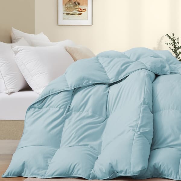 Medium Warmth All Season White Goose Feather Down Comforter Duvet Insert - King - Medium Weight Blue