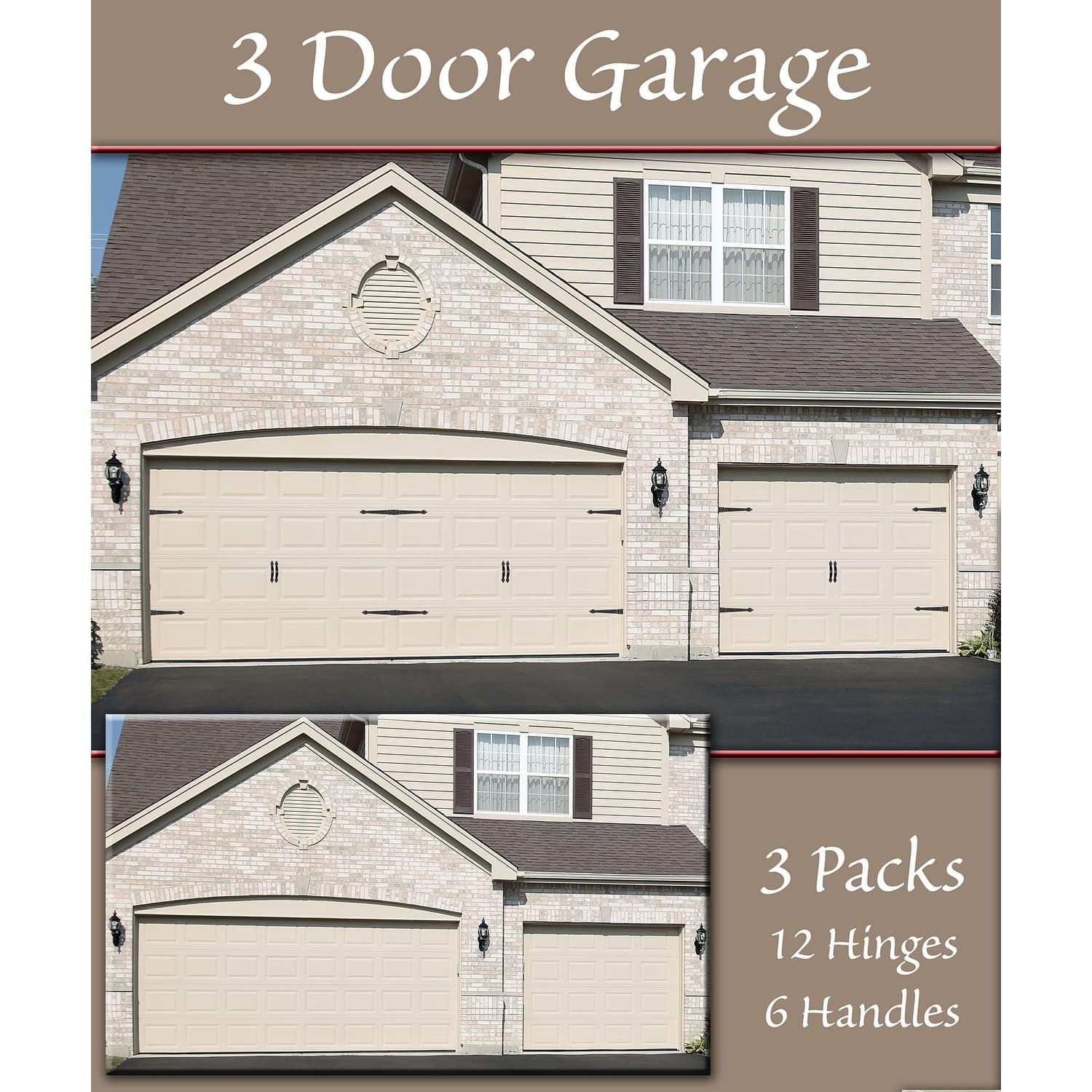 Premium Carriage House Garage Door Hinges, Black Bed Bath