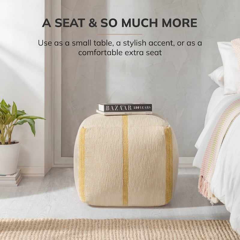 Jani 20-inch Ottoman Pouf - Handcrafted Handmade Ottoman for Seating, Footrest, Home Decor for Living Room, Bedroom