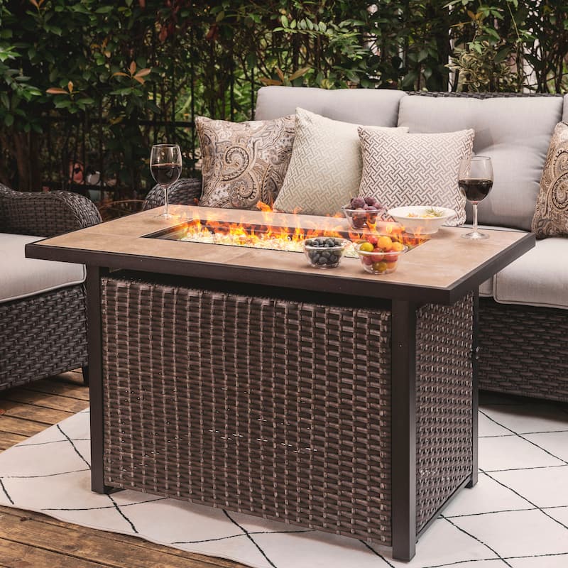 Outdoor 43-inch 50,000 BTU Propane Gas Fire Pit Table - 42 inches - Brown