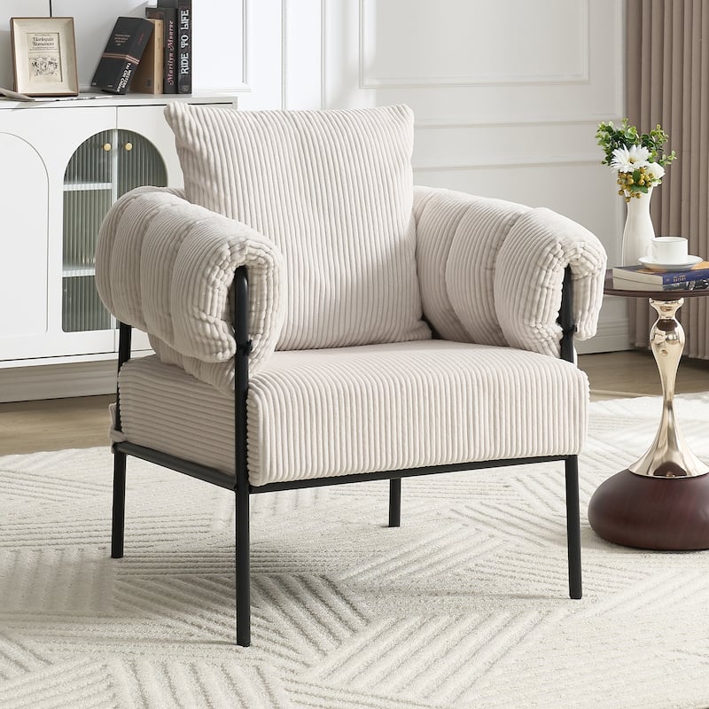 Simple Side Chair Office Chair Coffee Chair with Metal Legs, Creamy White Padded Chair Reception Chair