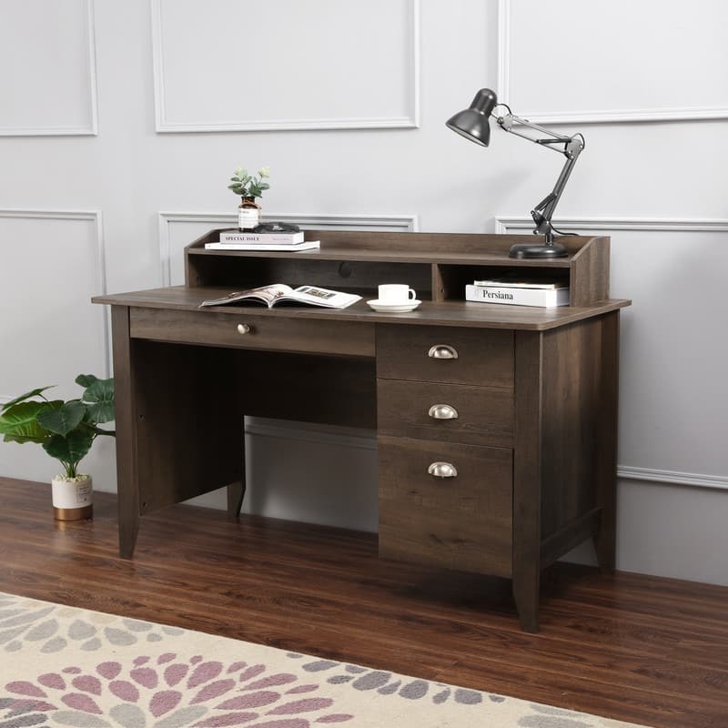 Lokatse Home 53" Wide Home Office Writing Desk With Hutch