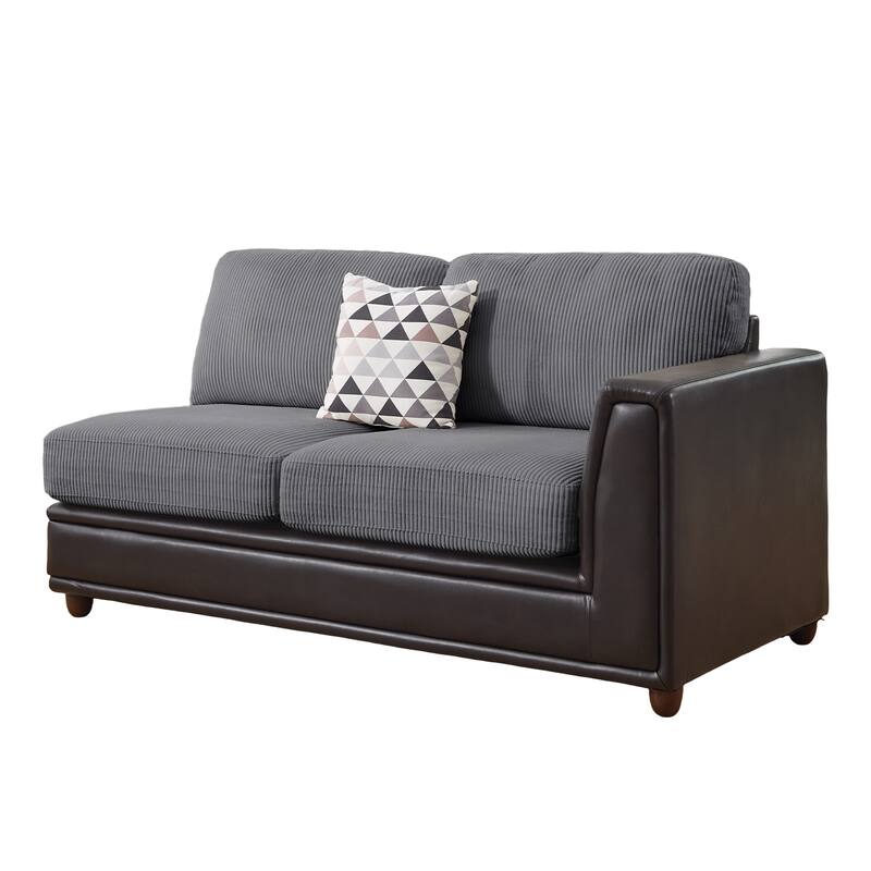 Oversized Corduroy With Faux Leather Modular Sectional