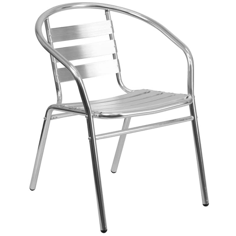 23.5" Round Aluminum Indoor-Outdoor Table Set with 2 Slat Back Chairs