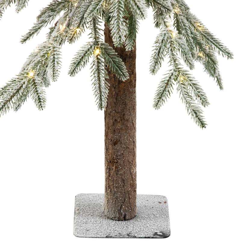 Pre-Lit Alpine Flocked Artificial Christmas Tree - 4' - Clear LED Lights - 4 Foot