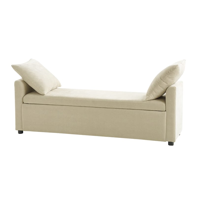 Franco Modern Upholstered Storage Bench with Two Throw Pillows
