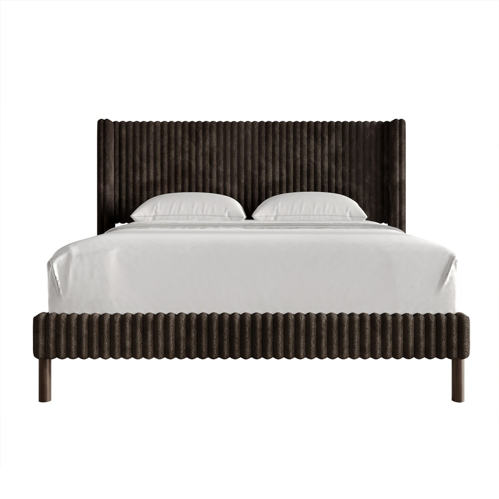 CraftPorch Sophistique Wingback Velvet Upholstered Bed