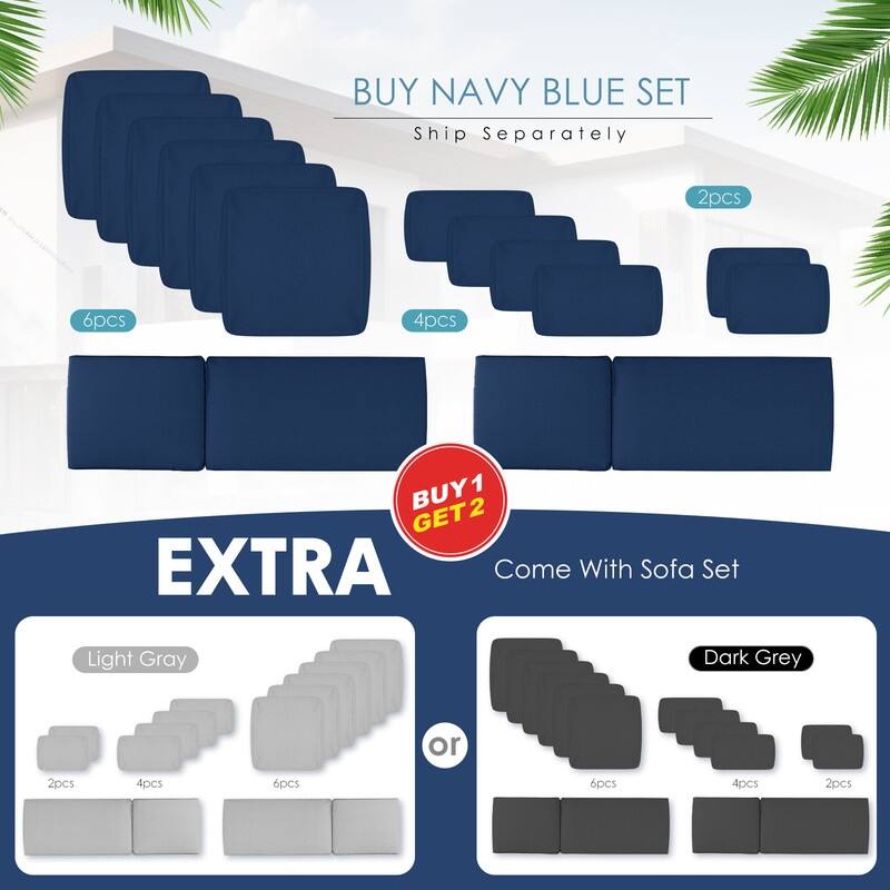 FINCATI 11 Pieces Patio Furniture Set Outdoor Sectional Sofa with Firepit Table