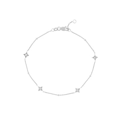 Marquee Jewels 14K Solid White Gold 1/8 CTW Natural Diamond Star Bracelet