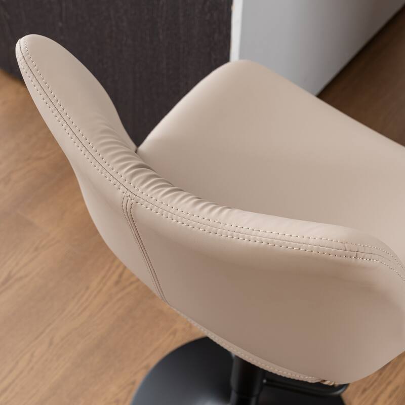 Faux Leather Upholstered Bar stools Set of 2 with Metal Footrest