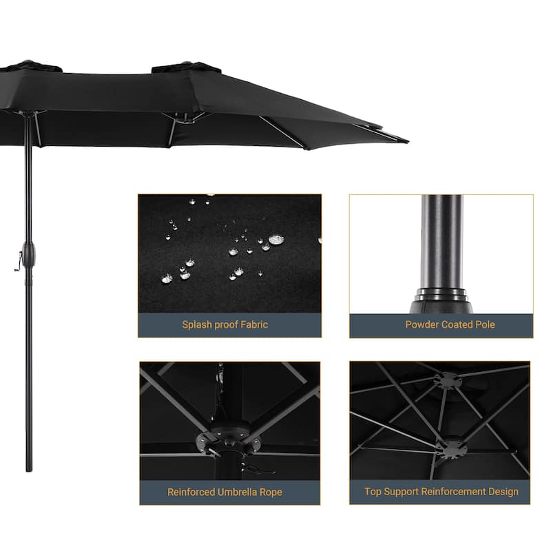 LIVOOSUN 15×9FT Double-sided Patio Umbrella with UPF50+, Handle Control, and Wind-Resistant Design——Experience Outdoor Comfort