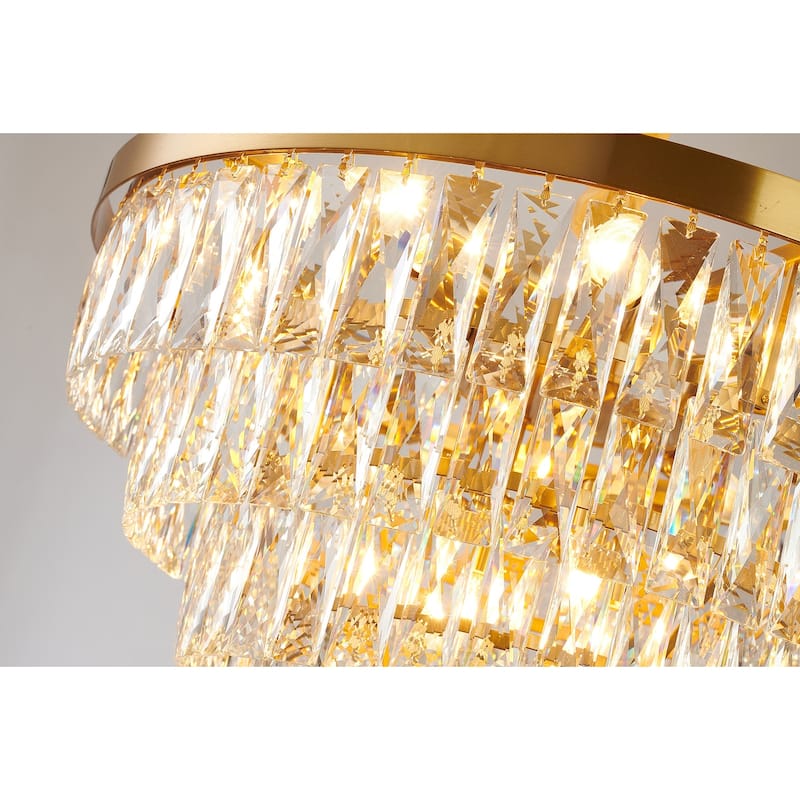 16-Light Gold Metal Chandelier With Crystals