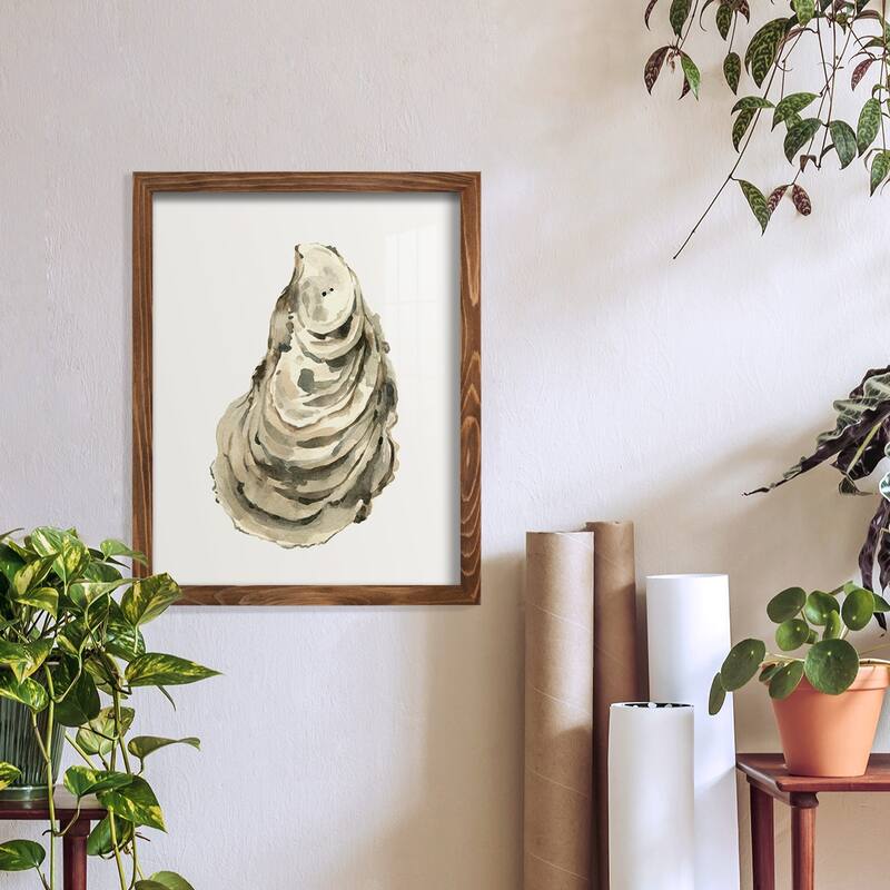 Neutral Oyster Study I -Framed Print w/glass-Cherry Red