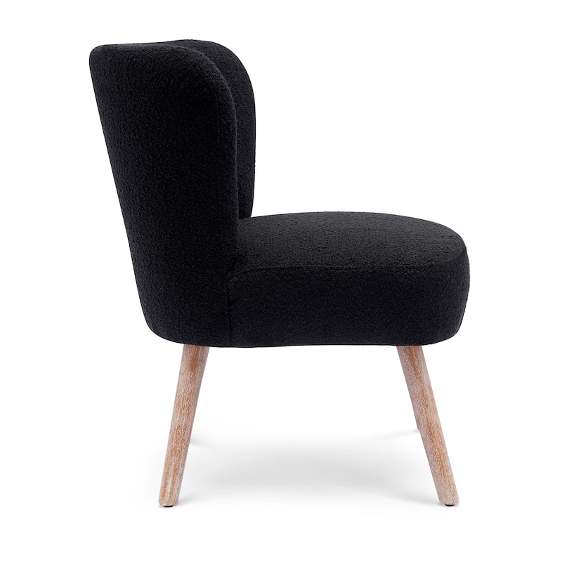 Boucle Polyester Upholstered Armless Accent Chair - Stain Resistant