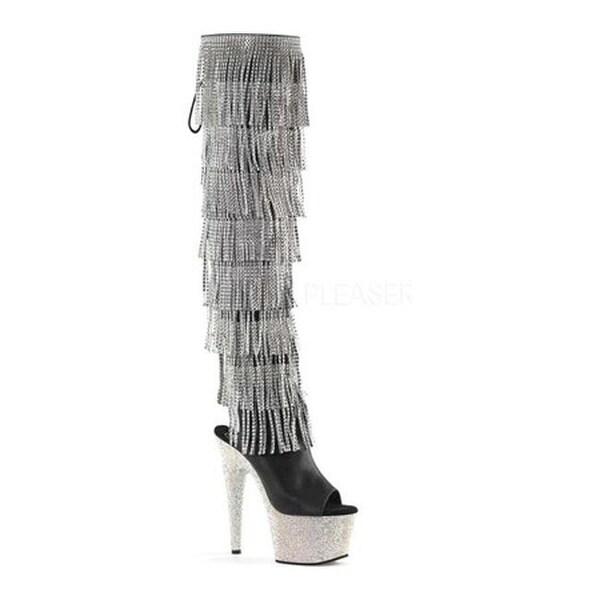 Pleaser Women's Bejeweled 3019RSF-7 Boot Black Synthetic-Silver/Silver Rhinestones. Opens flyout.