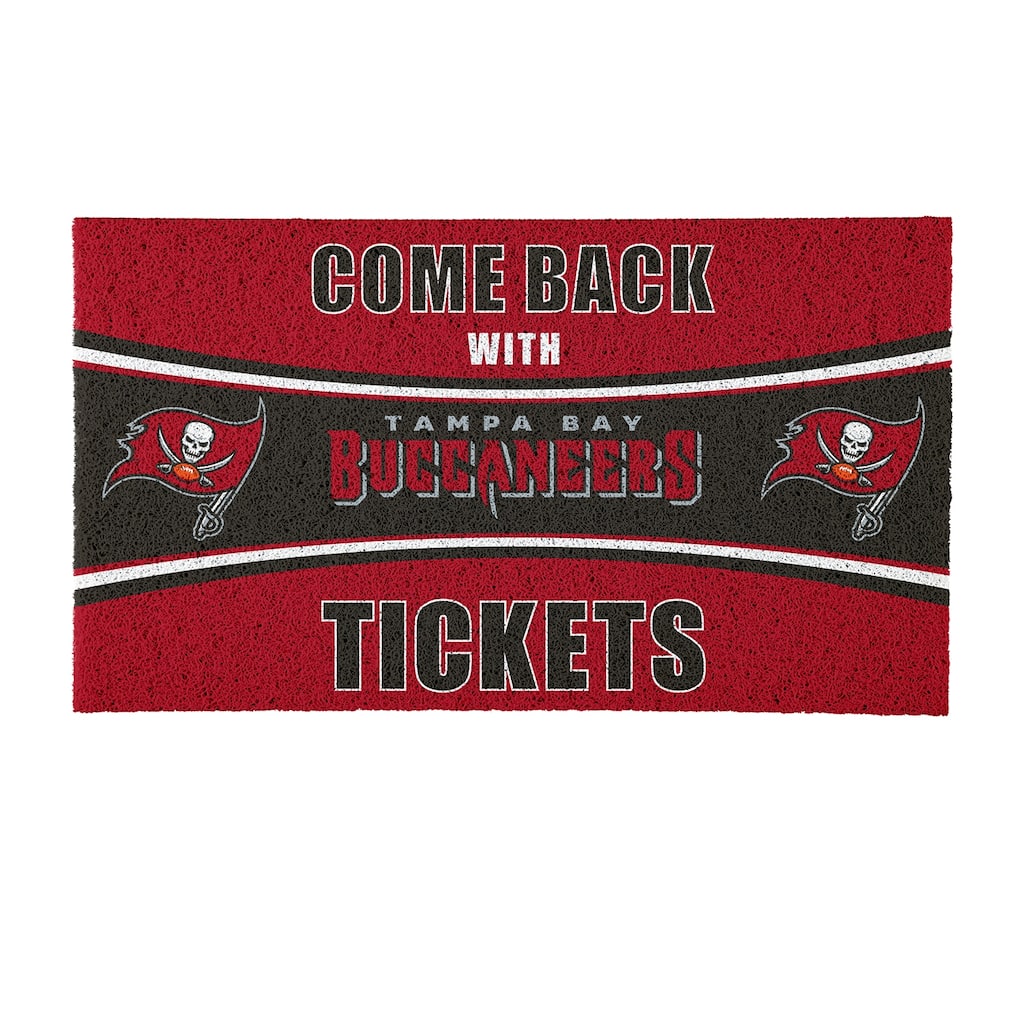 Tampa Bay Buccaneers 28 in. x 16 in. PVC "Come Back With Tickets" Trapper Door Mat