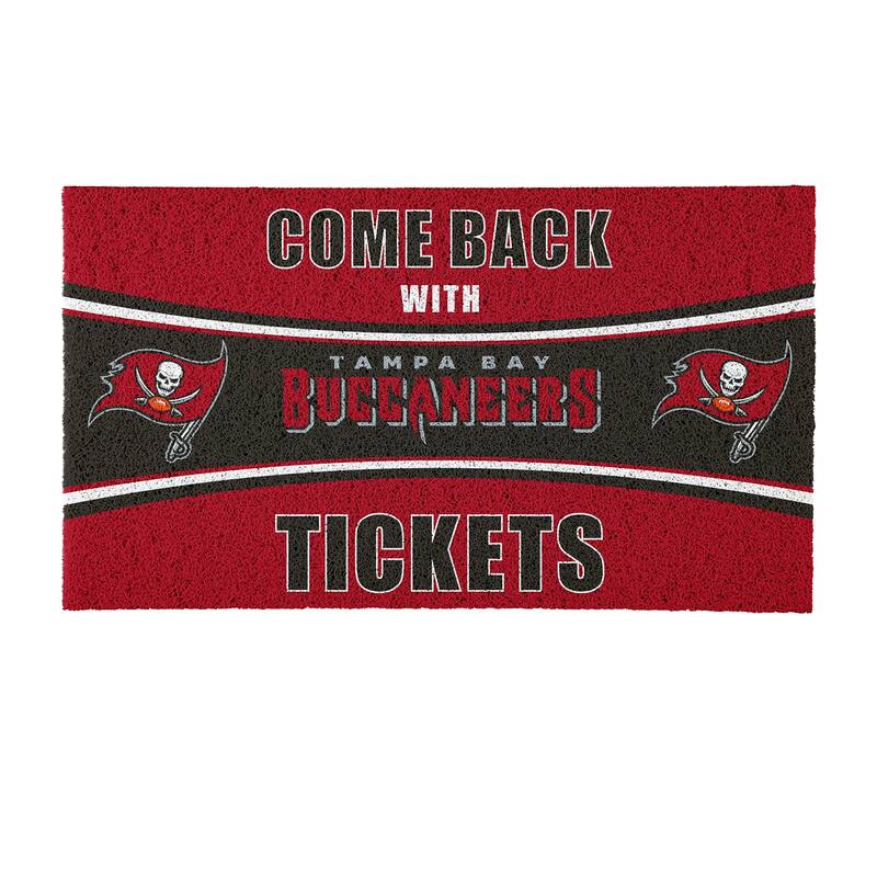 Tampa Bay Buccaneers 28 in. x 16 in. PVC "Come Back With Tickets" Trapper Door Mat