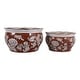 preview thumbnail 58 of 80, Decorative Floral Ceramic Chinoiserie Round Planter - Set of 2